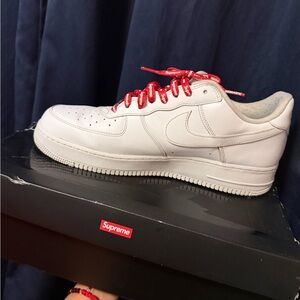 Supreme Men's Sneakers in White with Red Laces